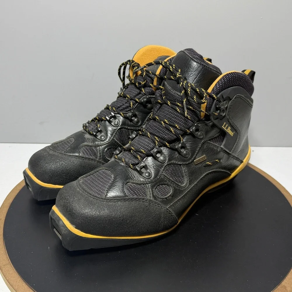LL Bean Gore-Tex Ski Boots Men 9.5 SNS Profil‎ Black Yellow Cross Country Ski